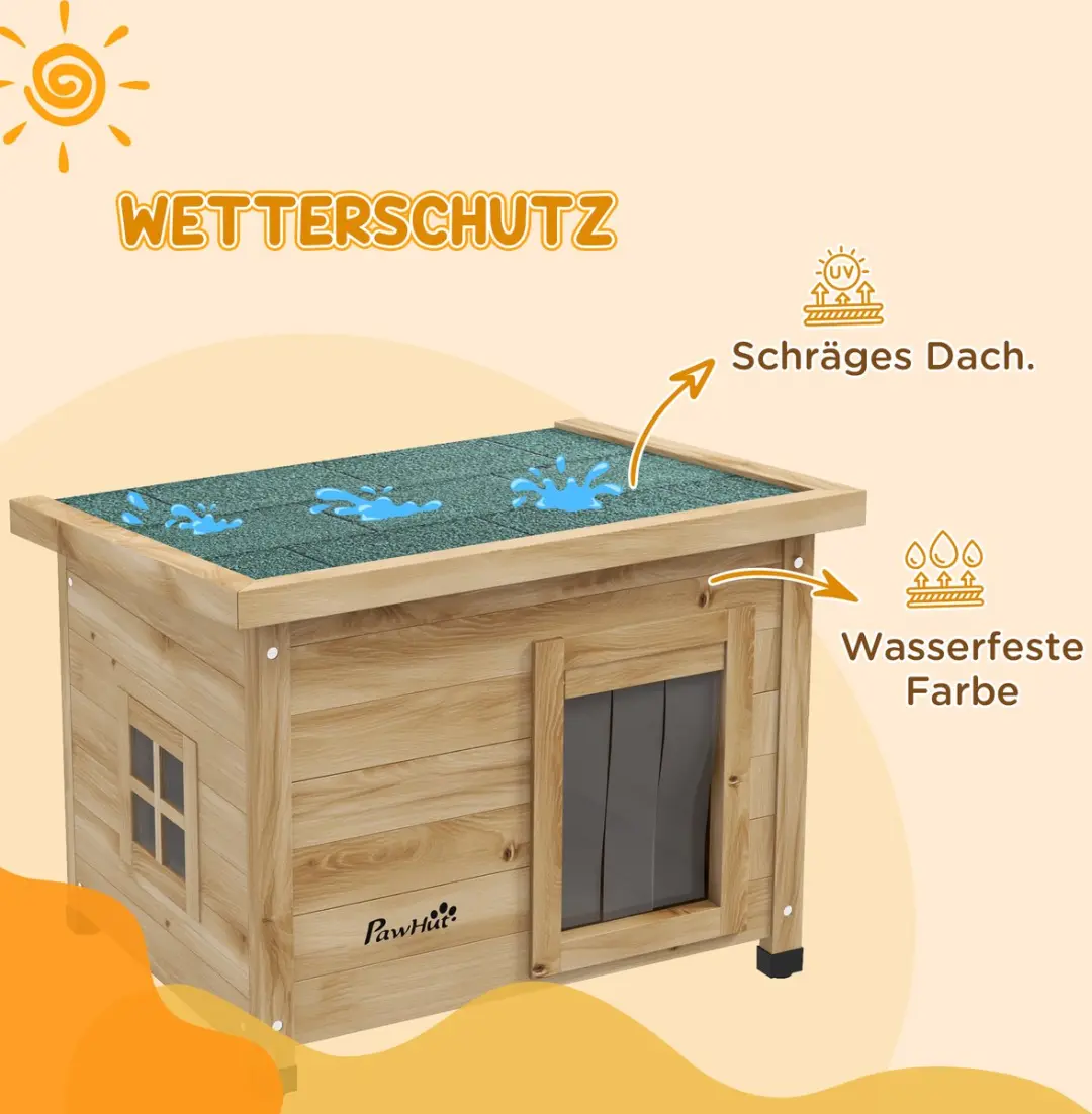 Pawhut Kattenhuis Outdoor 57x45x43cm - Geel