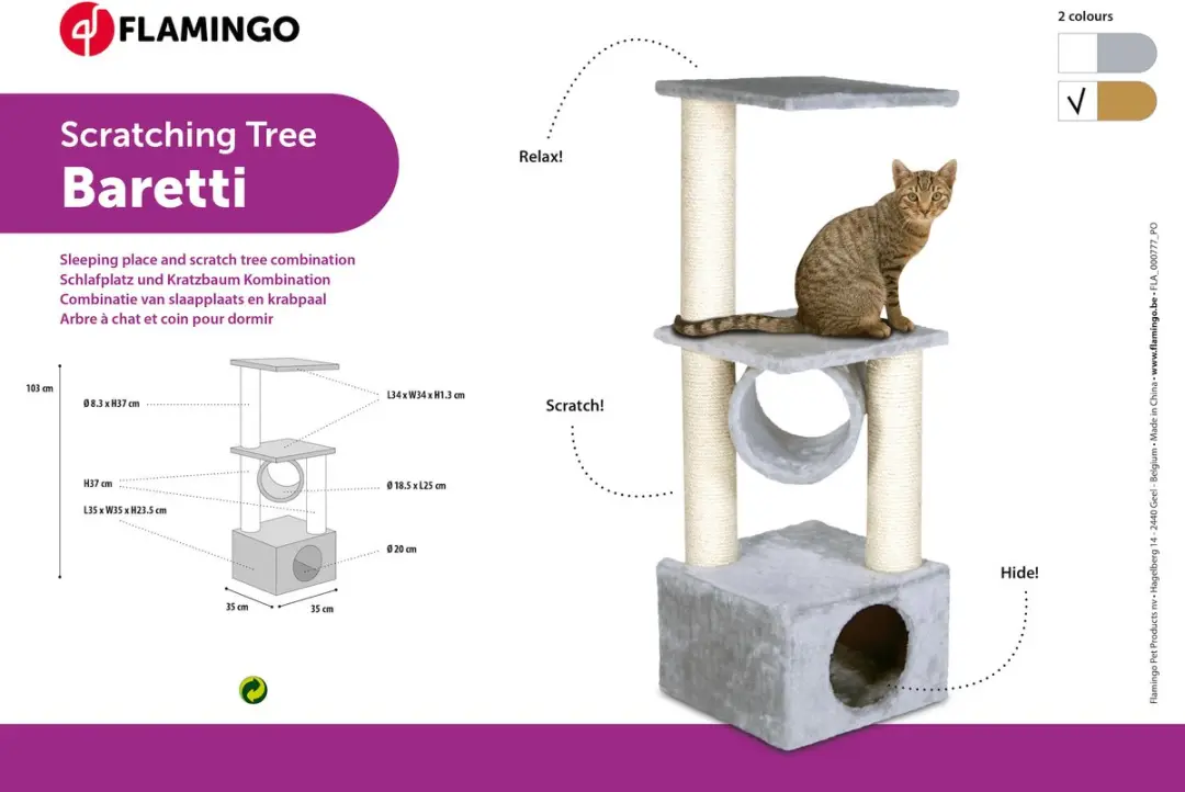 Flamingo Baretti Krabpaal - 4 Ligplekken - 3 Niveau's - Beige