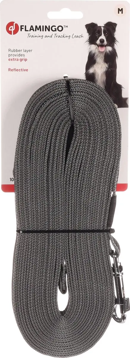 Flamingo Xeno Trainingslijn Honden 10m 20mm - Donkergrijs