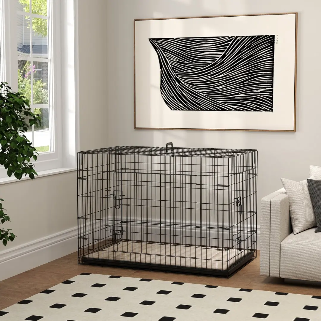 Pawhut Hondenkooi Staaldraad 105x70x75cm - Zwart