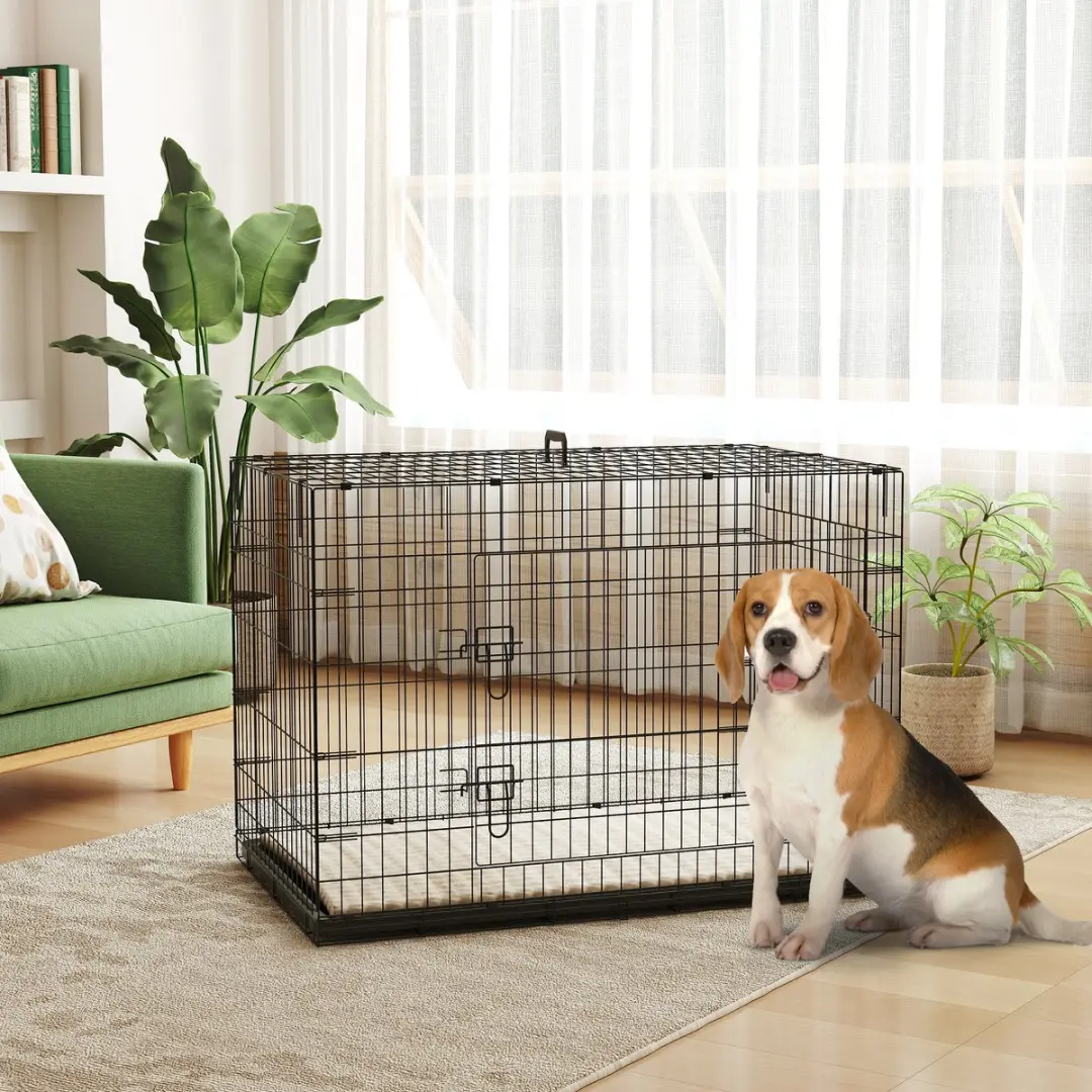 Pawhut Hondenkooi Staaldraad 105x70x75cm - Zwart