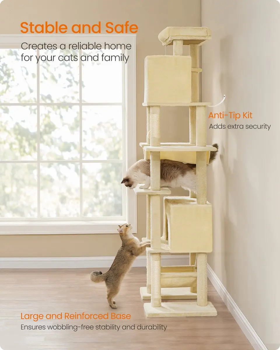 Songmics Krabpaal 201cm - 3 Ligplekken - Beige