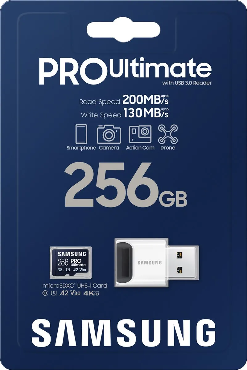 Samsung PRO Ultimate - Micro SD Kaart met Kaartlezer - 256 GB