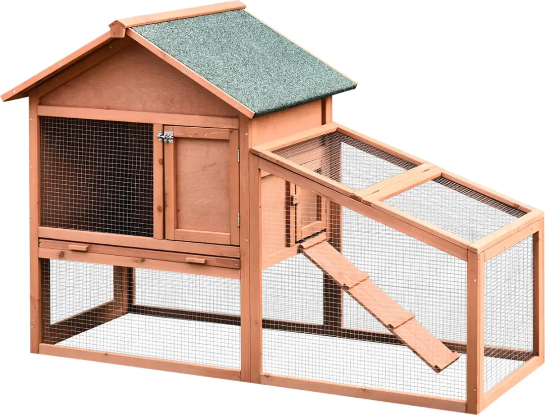 Pawhut Kleintierstall Tannenhout 144x64,5x100cm