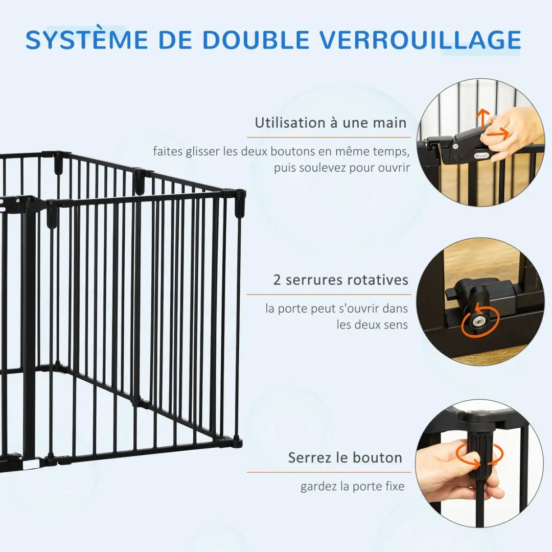 Homcom Huisdierenspeelpen 482,5x2x76cm - Staal Zwart - afbeelding 2 van 6