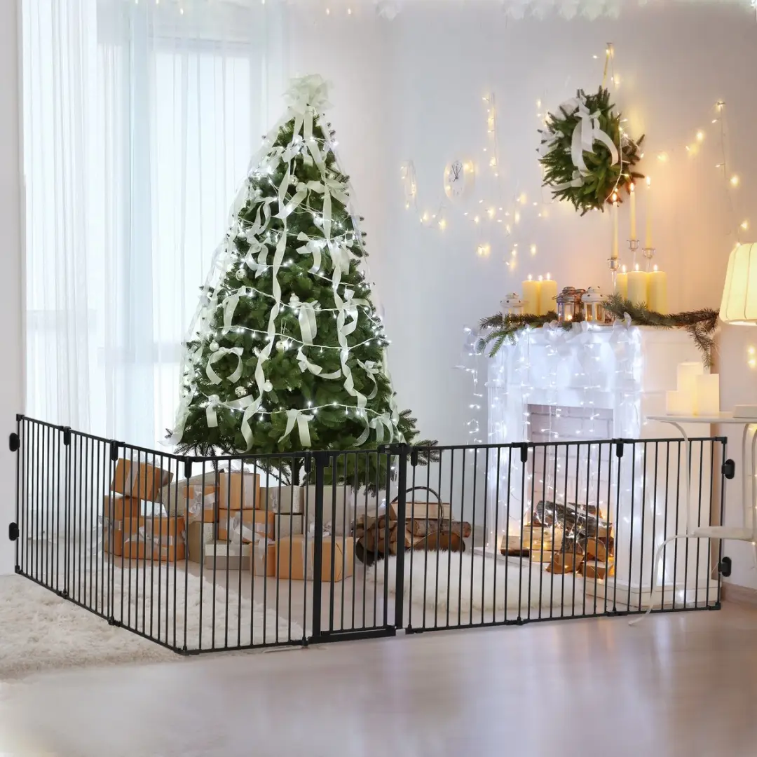 Homcom Huisdierenspeelpen 482,5x2x76cm - Staal Zwart - afbeelding 5 van 6