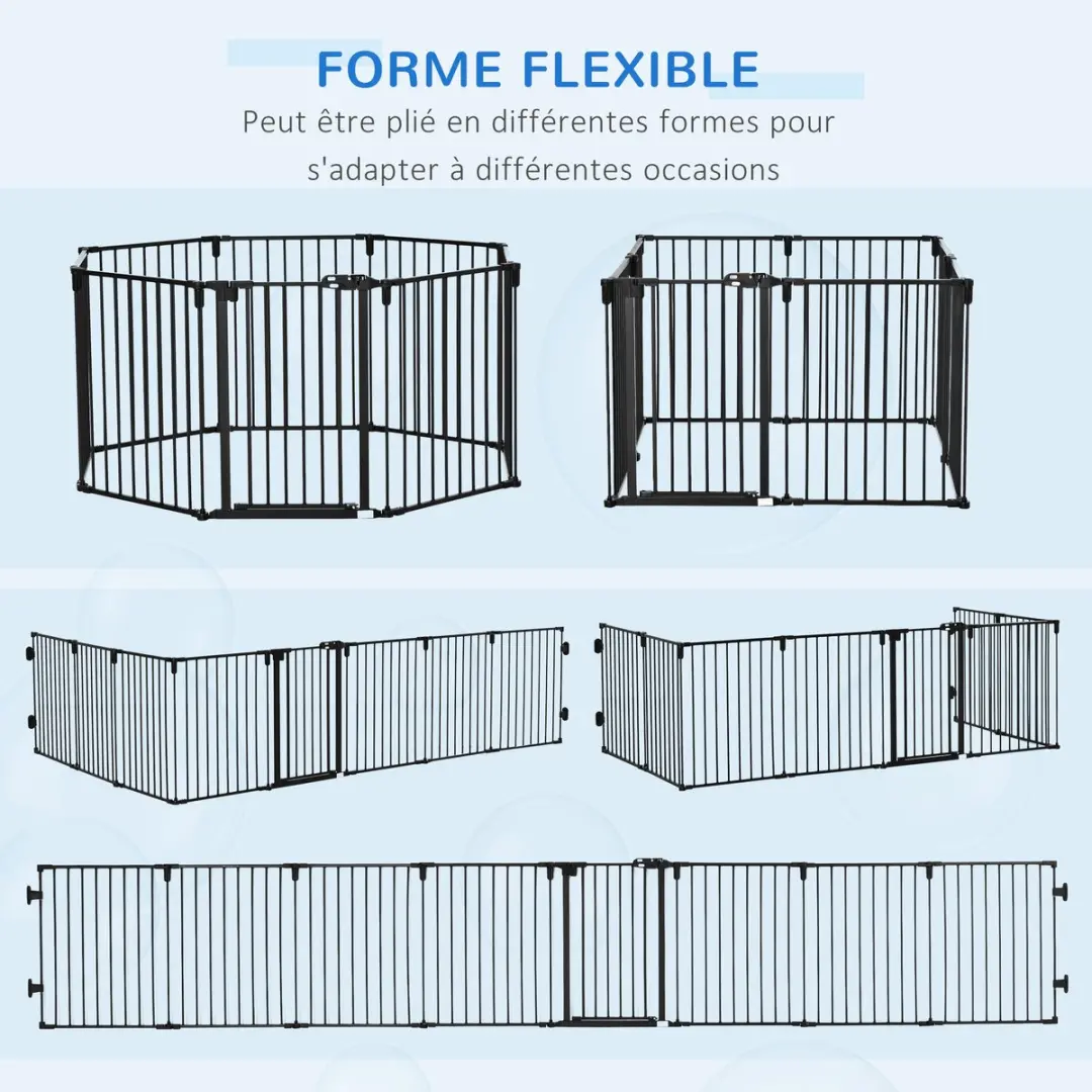 Homcom Huisdierenspeelpen 482,5x2x76cm - Staal Zwart - afbeelding 3 van 6