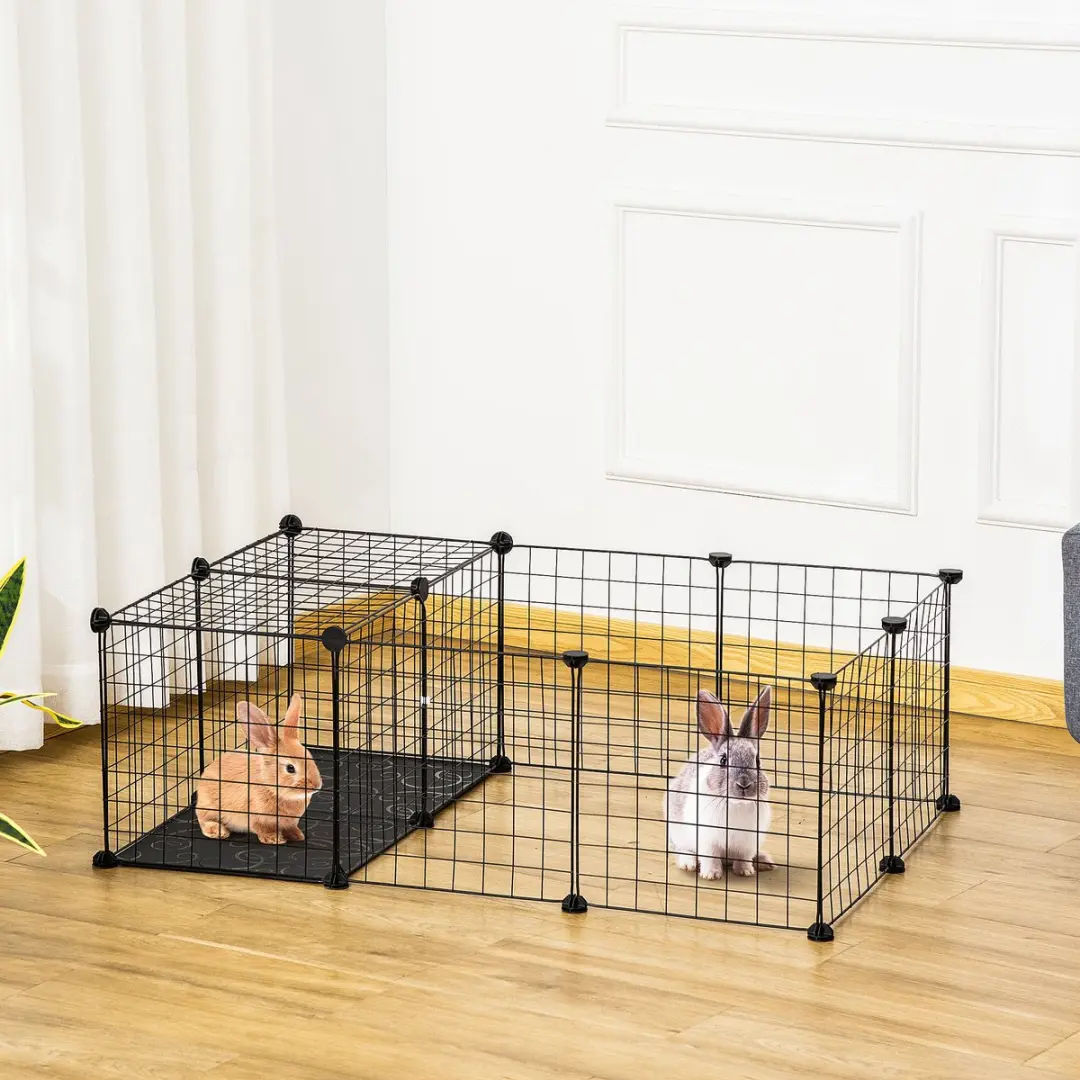 Pawhut Kooi voor Kleine Dieren 105x70x35cm - Zwart