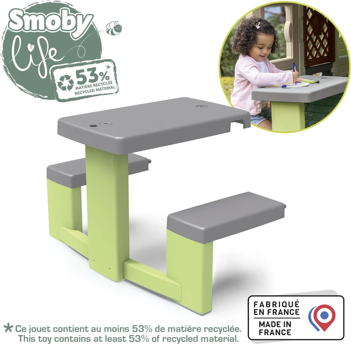 Smoby Life Picknicktafel - Groen/Grijs - afbeelding 6 van 6