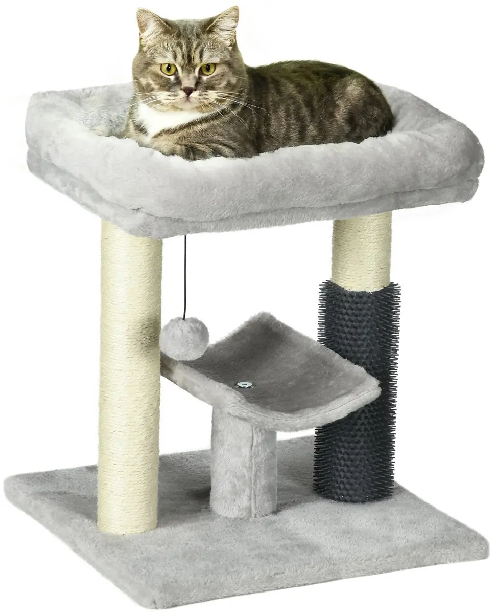 Pawhut Kattenkrabpaal Grijs