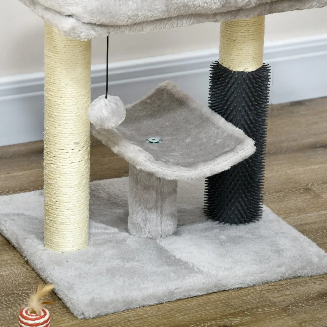 Pawhut Kattenkrabpaal Grijs - 2 Niveaus - 2 Ligplekken