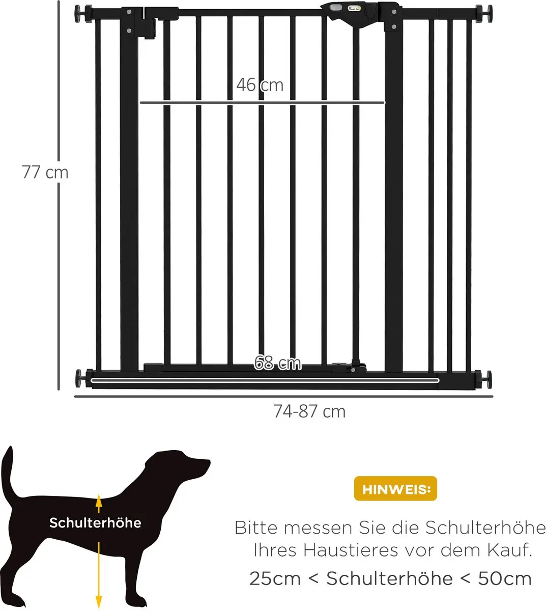 Pawhut Hondenhek 74-87cm - Treppenschutz - Zwart