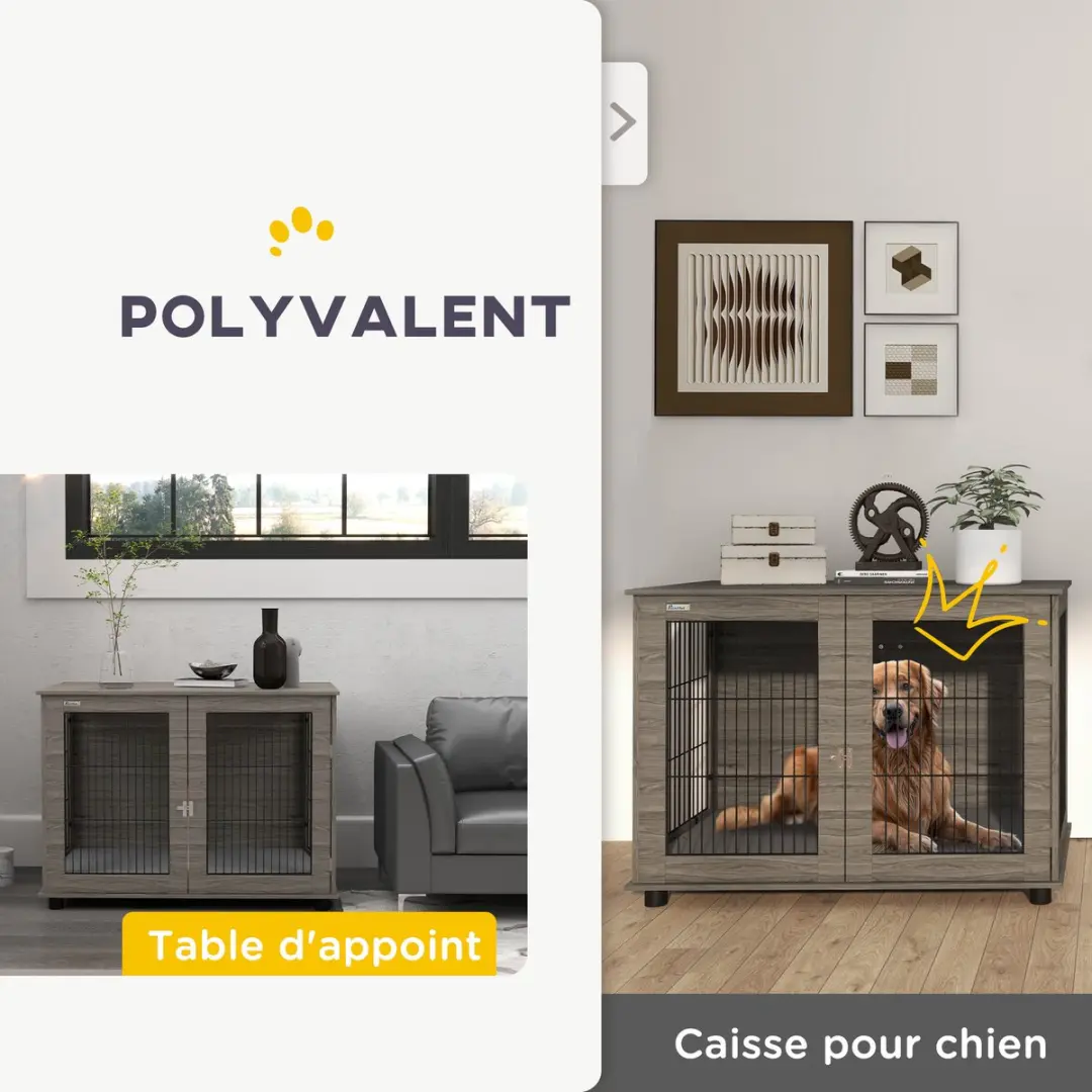 Pawhut Hondenbenchmeubel Spaanplaat 100x60x73,5cm Grijs - afbeelding 5 van 6