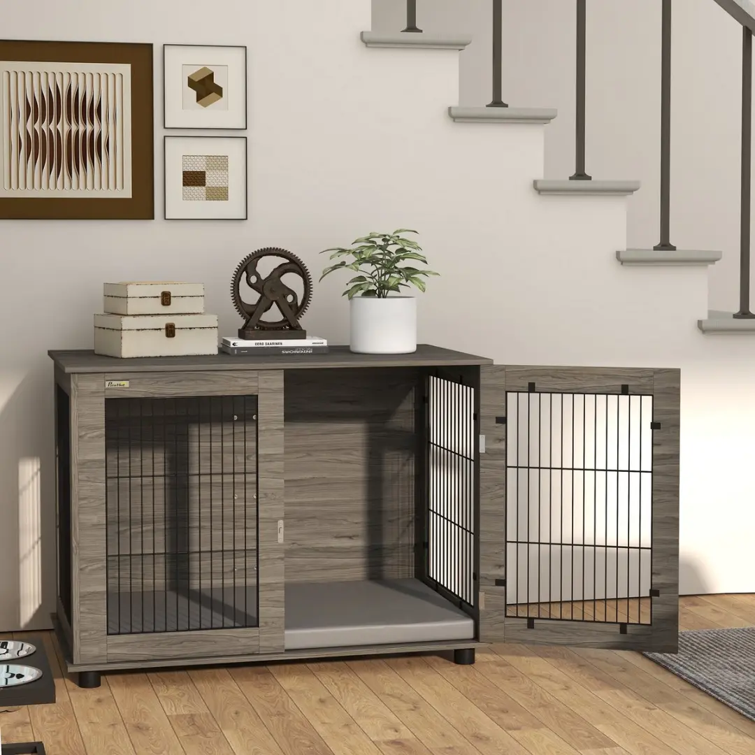 Pawhut Hondenbenchmeubel Spaanplaat 100x60x73,5cm Grijs - afbeelding 6 van 6