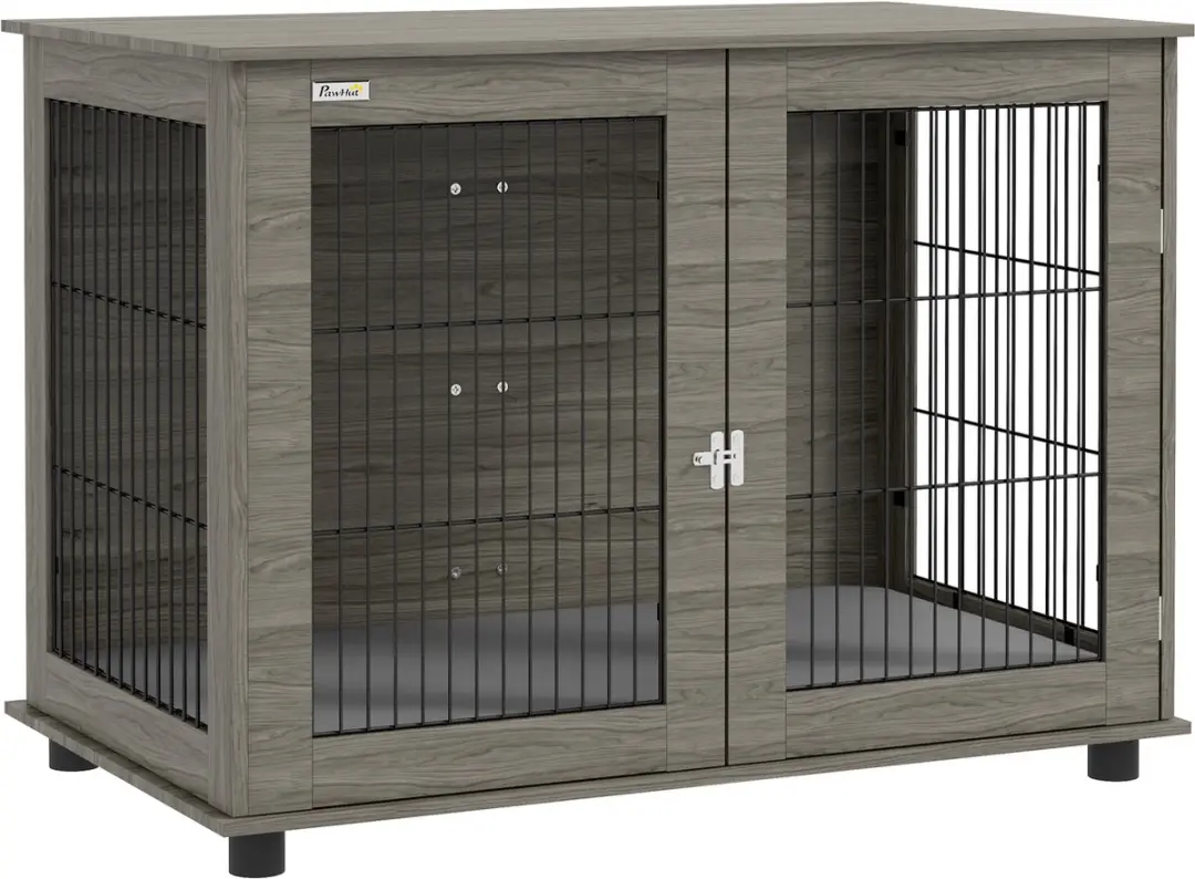 Pawhut Hondenbenchmeubel Spaanplaat 100x60x73,5cm Grijs