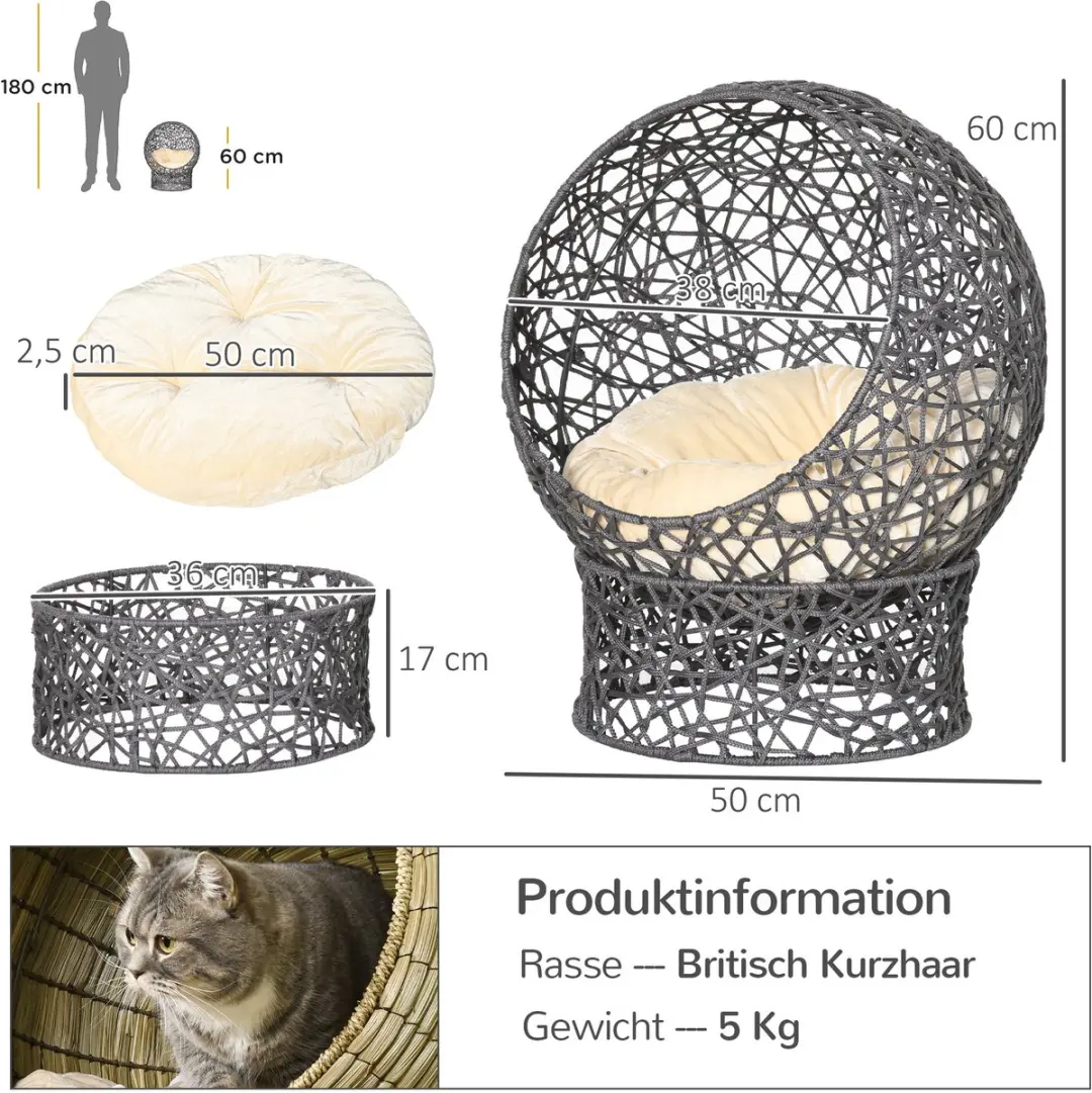 Pawhut Kattenmand D30-104V02 - Grijs/Beige