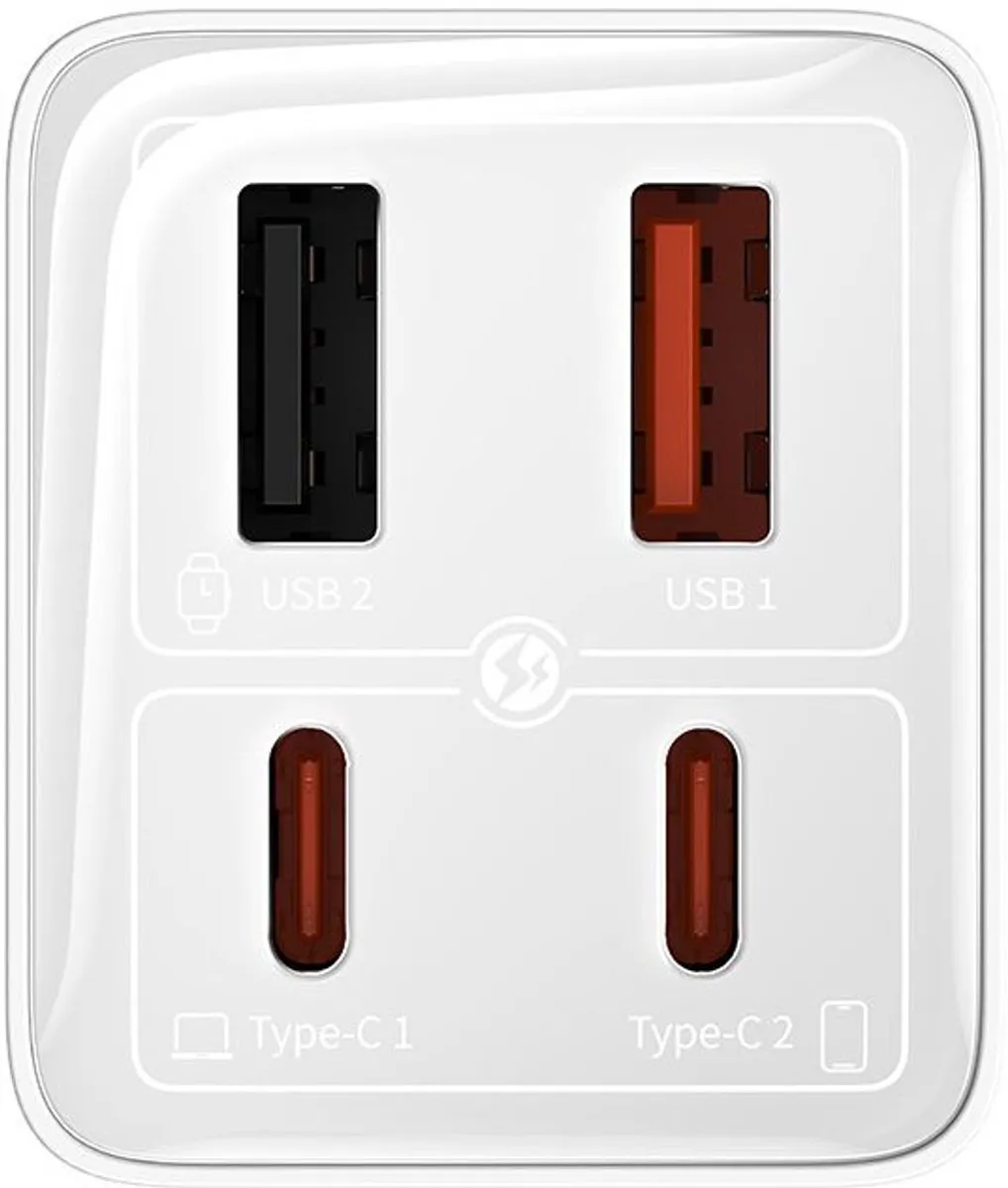 Baseus GaN6 65W USB-C Snellader + 100W Kabel - Wit