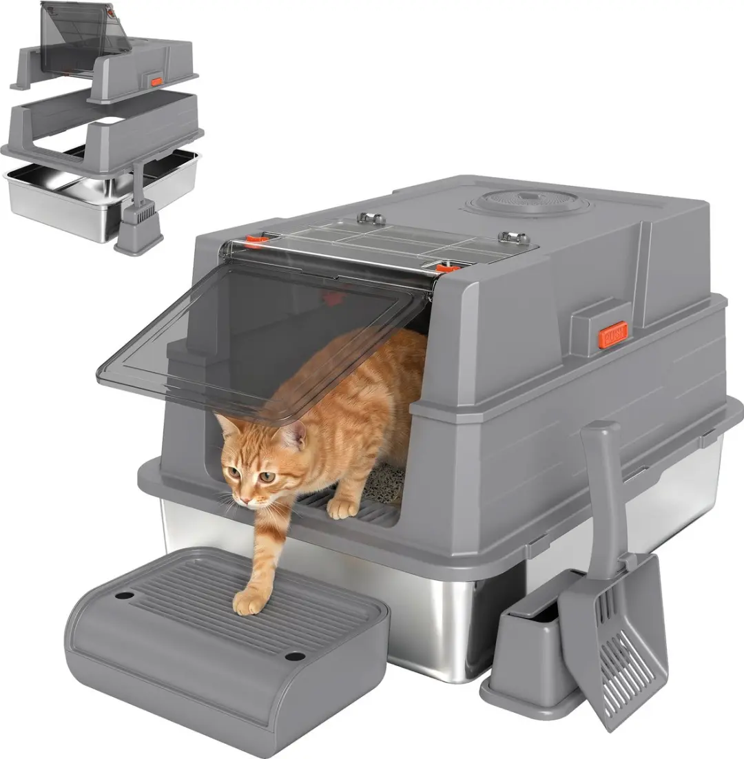 Pawhut Kattenbak Roestvrij Staal