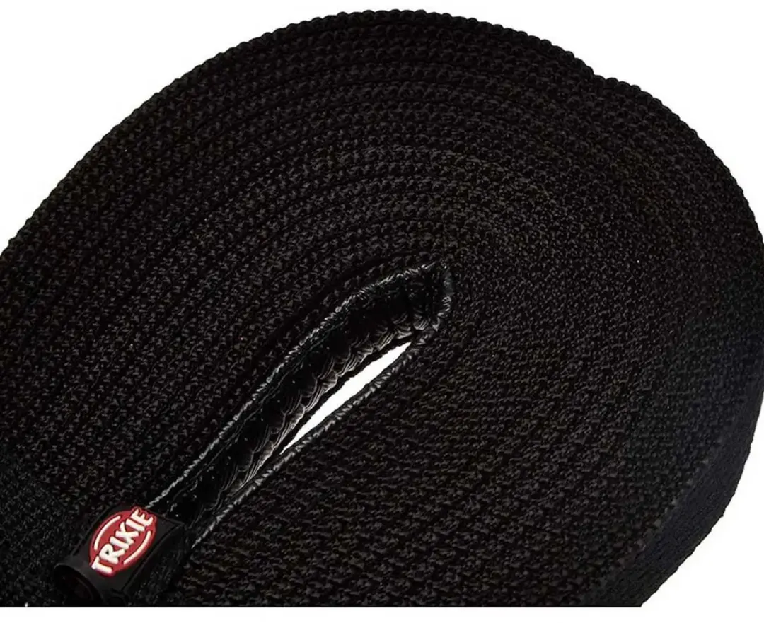 Trixie Hondenriem Sleeplijn Singelband - 15m x 2cm - Zwart - afbeelding 4 van 6