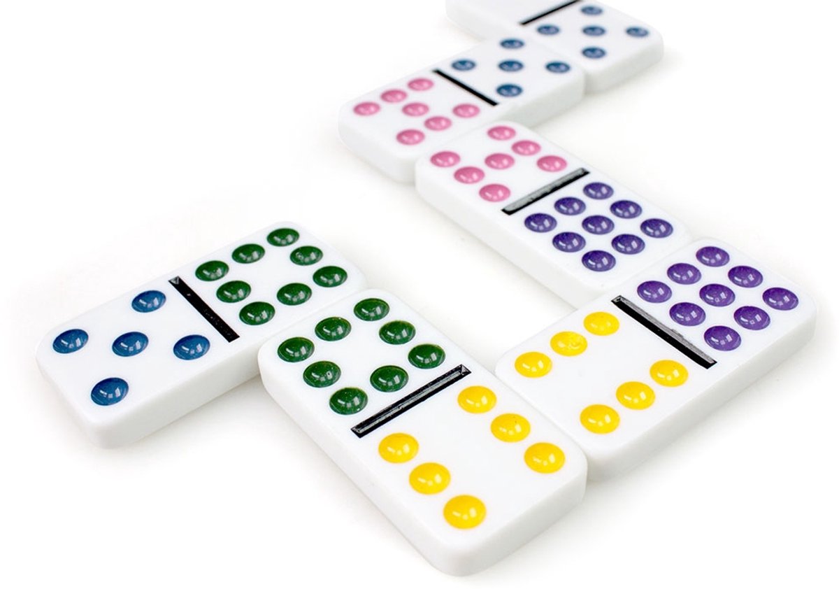 Tactic Domino Double Nine – Bordspel – Luxe Tin – Uitgebreid Dominospel met Gekleurde Stenen – Vanaf 7 Jaar – 2 of Meer Spelers