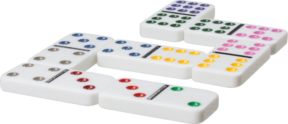 Tactic Domino Double Nine – Bordspel – Luxe Tin – Uitgebreid Dominospel met Gekleurde Stenen – Vanaf 7 Jaar – 2 of Meer Spelers