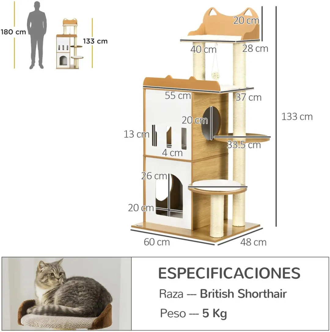 Pawhut Kattenhuis Krabpaal Hout