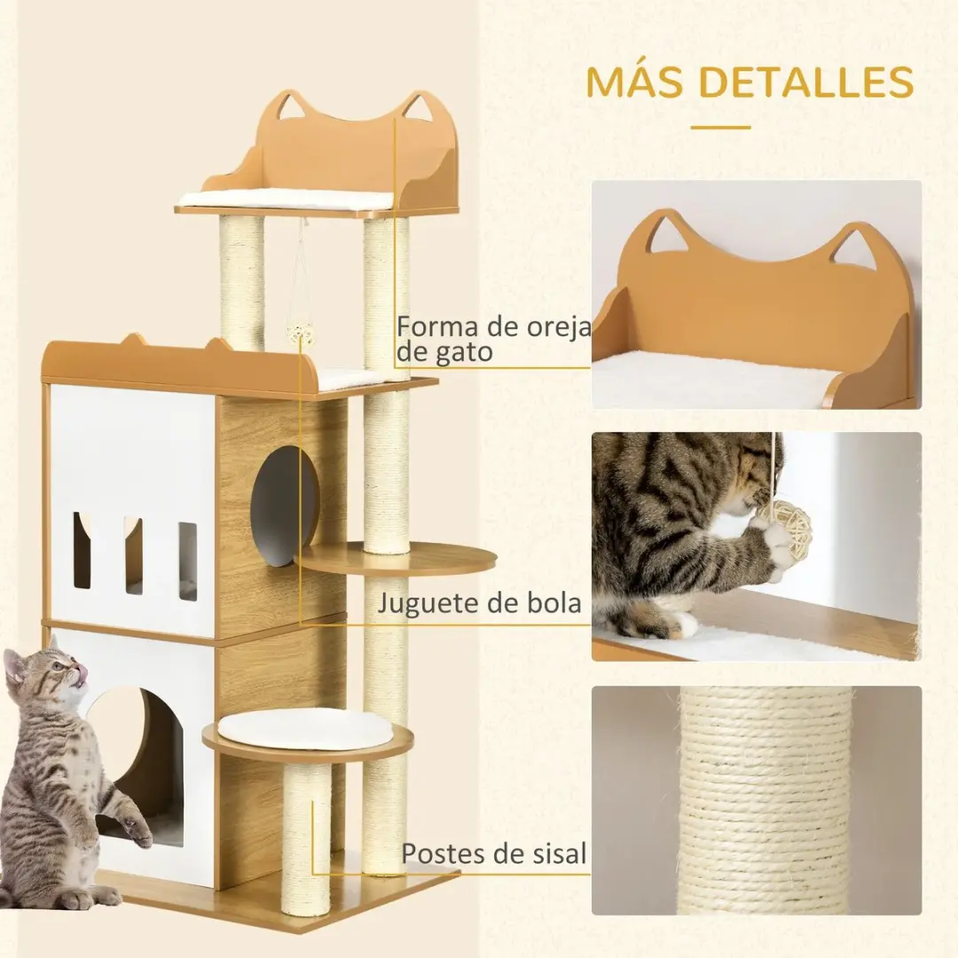 Pawhut Kattenhuis Krabpaal Hout
