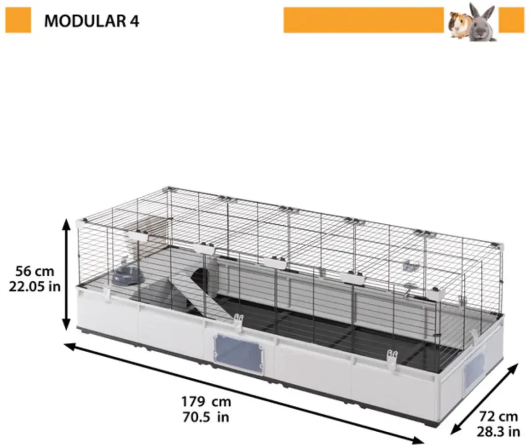 Ferplast Modular 4 Kooi 179x72x56cm - Zwart/Grijs