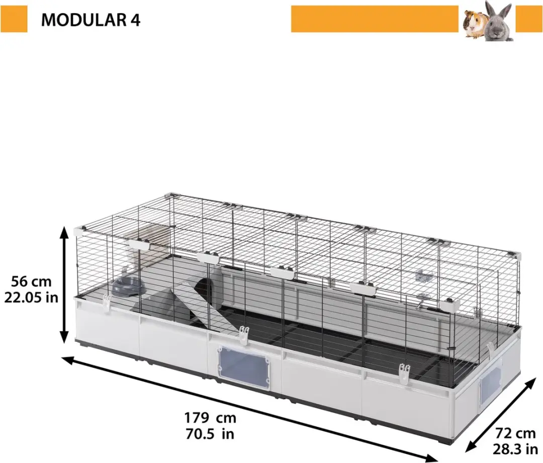 Ferplast Modular 4 Kooi 179x72x56cm - Zwart/Grijs