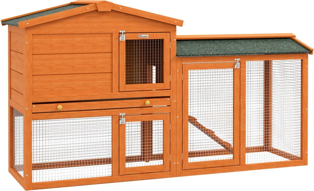 Pawhut Konijnenhok 2 Niveaus 150x45x85cm