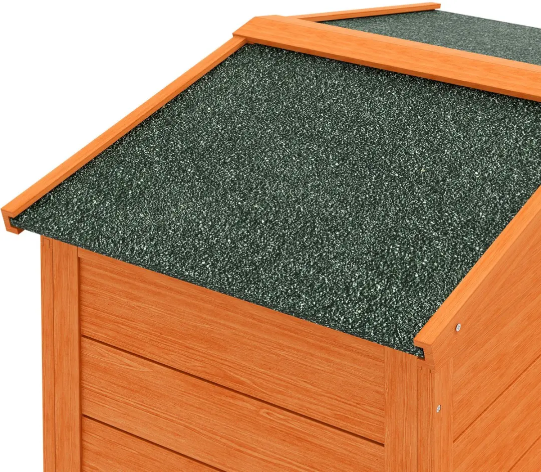 Pawhut Konijnenhok 2 Niveaus 150x45x85cm - Oranje