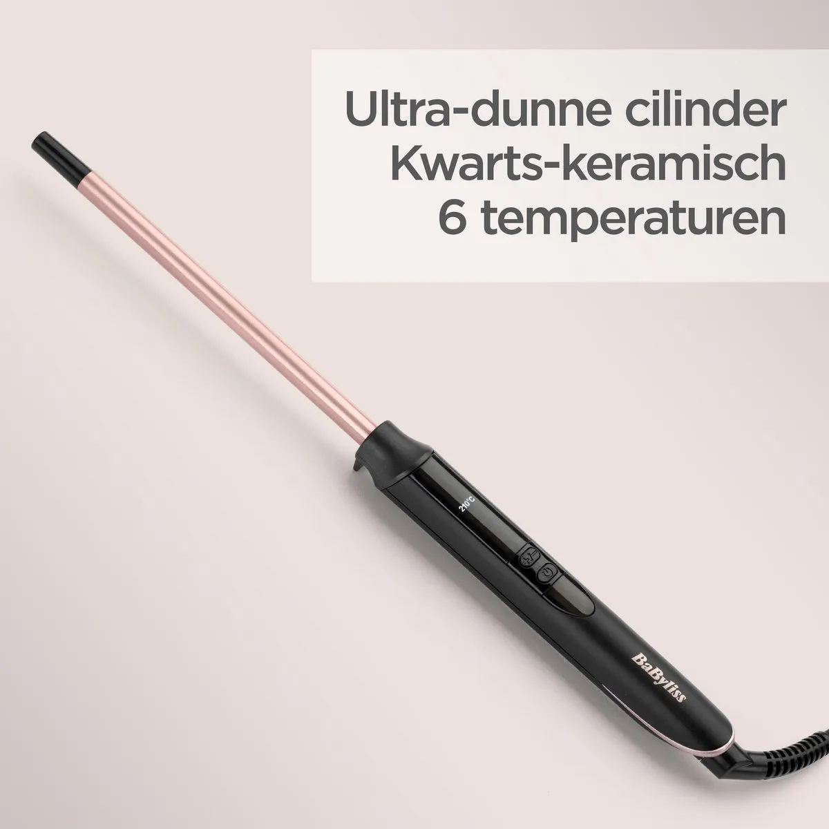 Babyliss Rose-Quartz 10mm Krultang C449E - Zwart/Rose