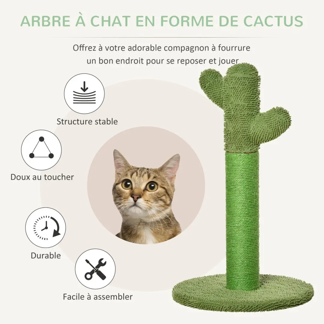 Pawhut Kattenkrabpaal Sisal Groen 40x40x65cm