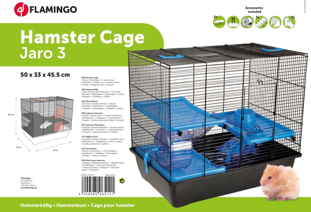 Flamingo Hamsterkooi Juna - Blauw - 50x33x45,5cm