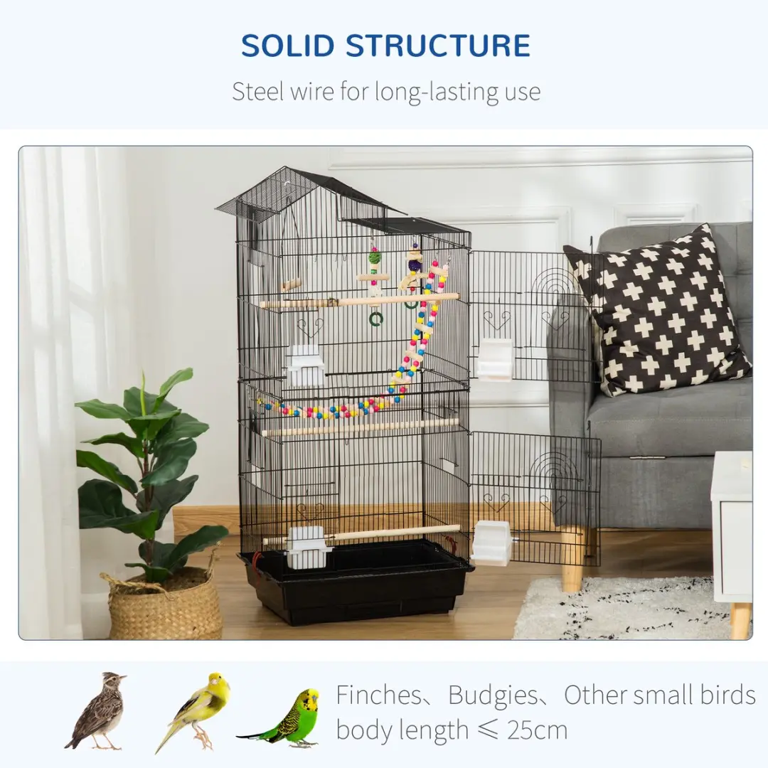 Pawhut Vogelkooi Staaldraad 46x36x100cm - Zwart