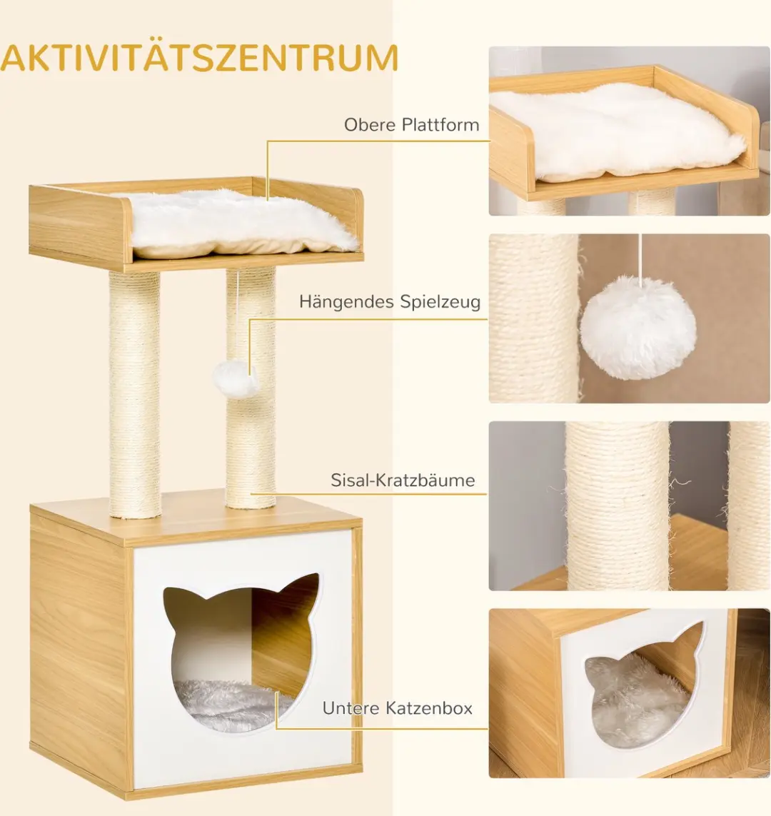 Pawhut Krabpaal D30-435 - 2 Niveaus - Natur