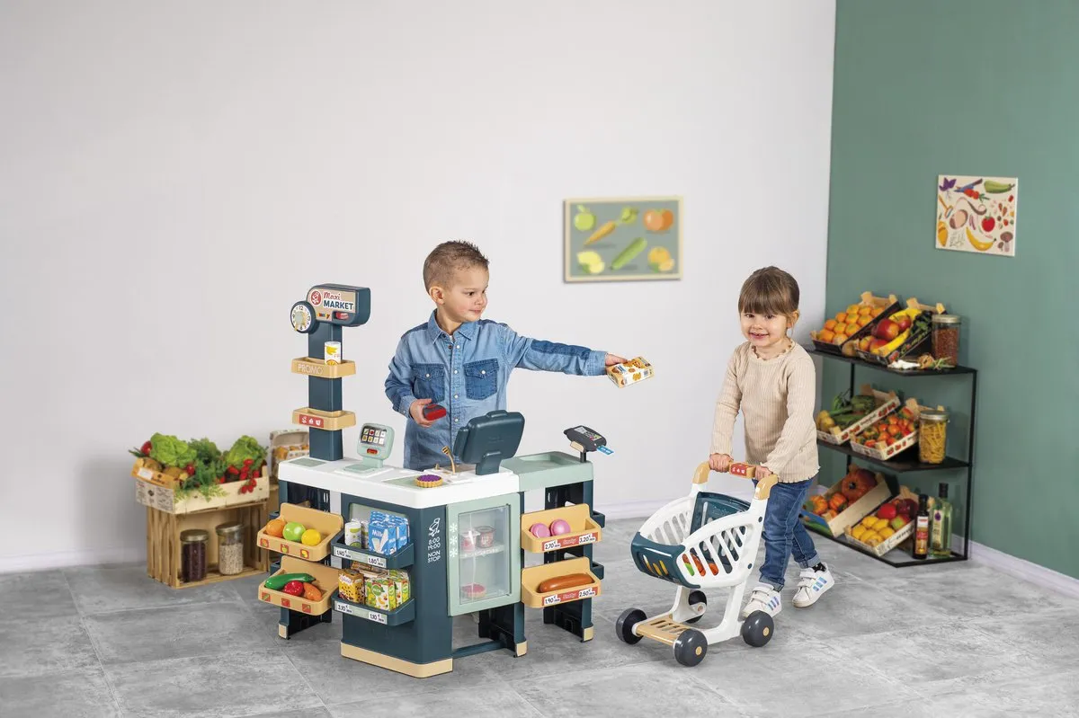 Smoby Maxi Market Supermarkt - Blauw/ Groen/ Wit