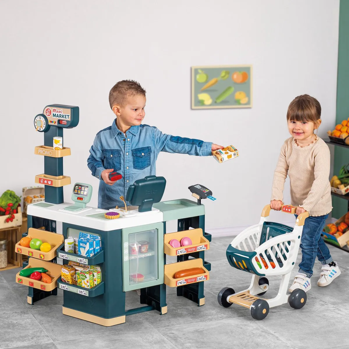 Smoby Maxi Market Supermarkt - Blauw/ Groen/ Wit