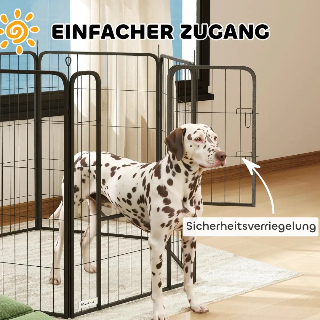 Pawhut Welpenuitloop 6-hoekig 100cm - Zwart