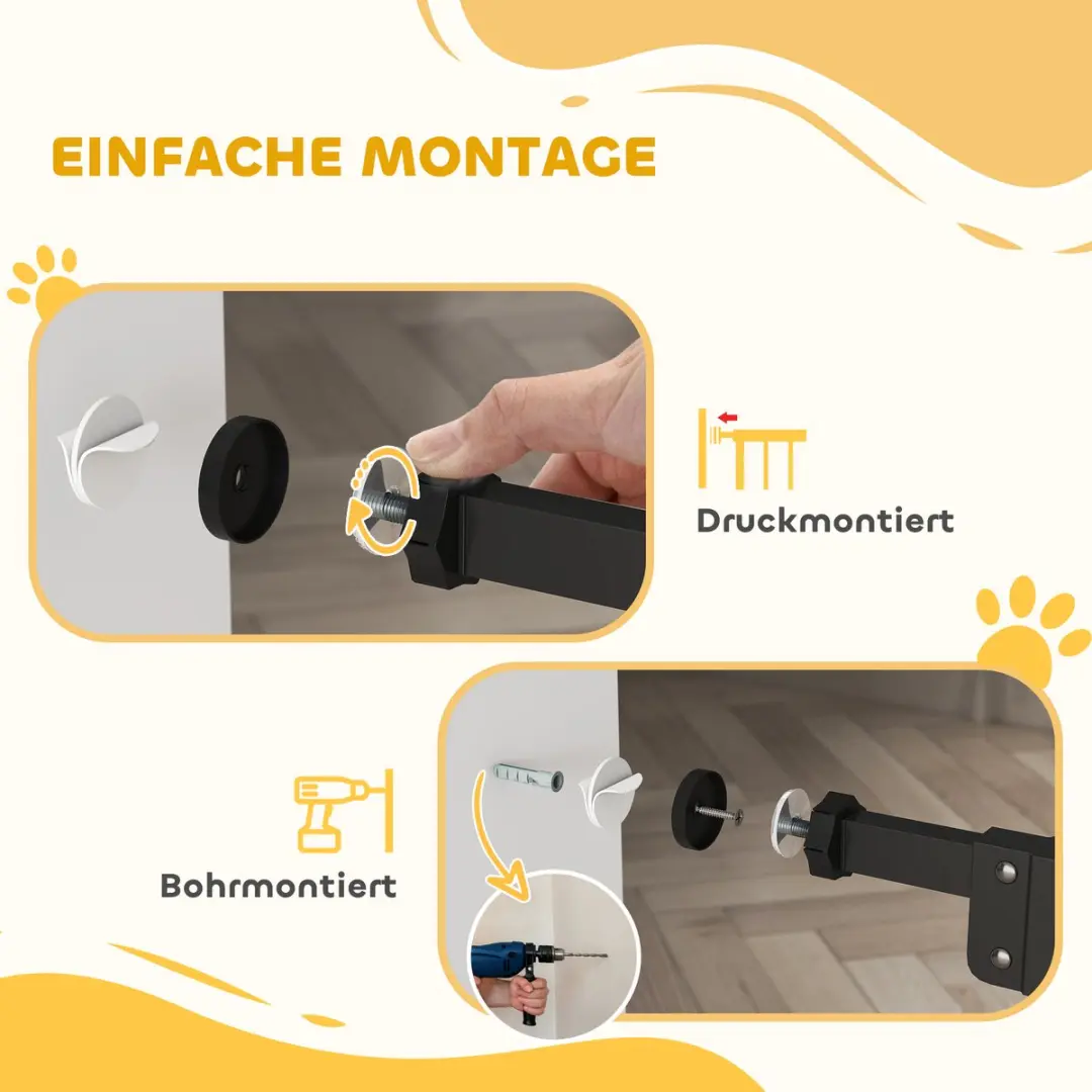 Pawhut Hondenpoort 74-80cm - Treppenschutz - Automatisch - Staal - Zwart