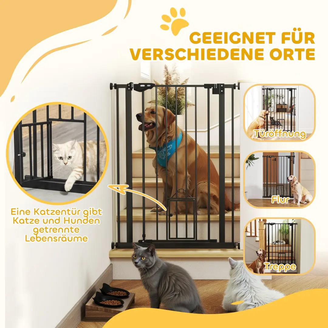 Pawhut Hondenpoort 74-80cm - Treppenschutz - Automatisch - Staal - Zwart - afbeelding 6 van 6