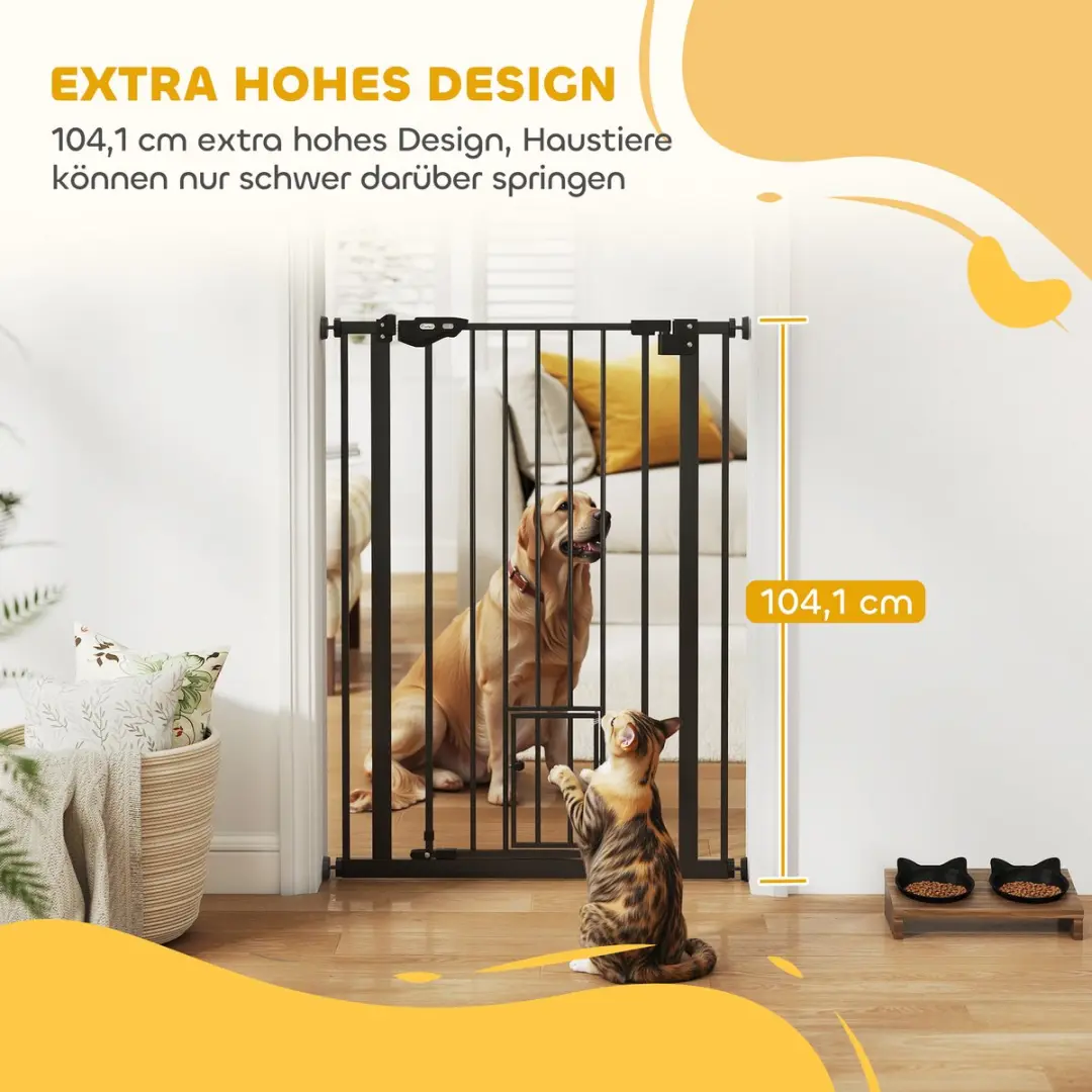 Pawhut Hondenpoort 74-80cm - Treppenschutz - Automatisch - Staal - Zwart