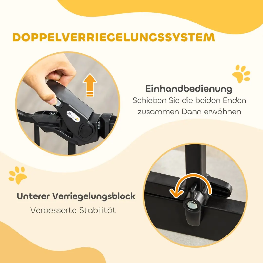 Pawhut Hondenpoort 74-80cm - Treppenschutz - Automatisch - Staal - Zwart
