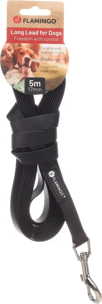 Flamingo Caspar Trainingslijn - Zwart 5m 17mm