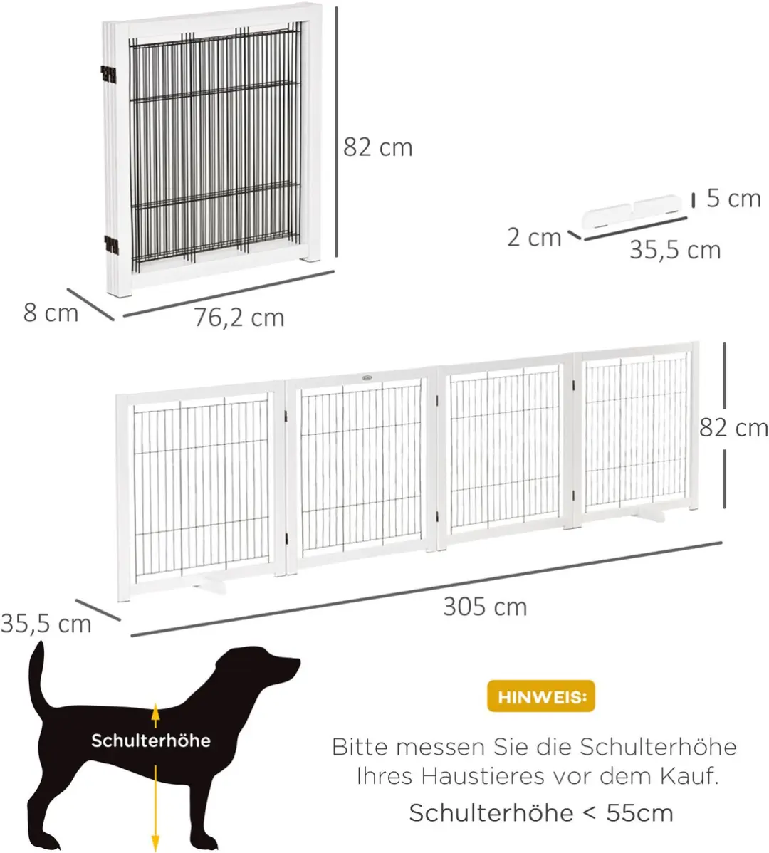 Pawhut Opvouwbaar Hondenhek - Wit - afbeelding 6 van 6