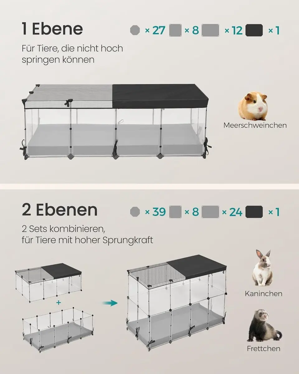 Songmics LPC015W01 Kleine Dierenbehuizing 144x74x47cm - Cloud White - afbeelding 6 van 6