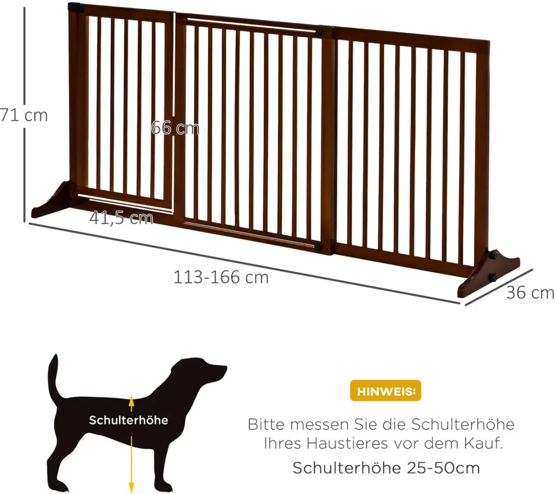 Pawhut Houten Hondenhek - Vrijstaand met deur - afbeelding 6 van 6
