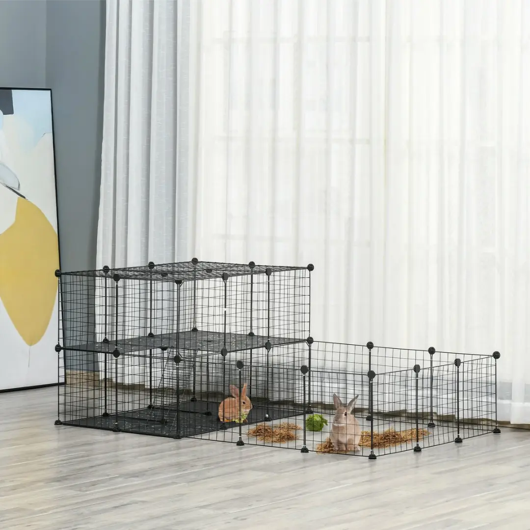 Pawhut Kooi Kleine Dieren PP-hars 175x105x70cm - Zwart - afbeelding 6 van 6
