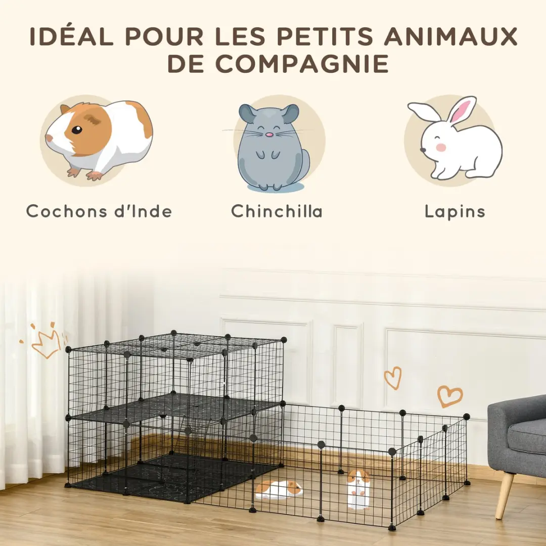 Pawhut Kooi Kleine Dieren PP-hars 175x105x70cm - Zwart