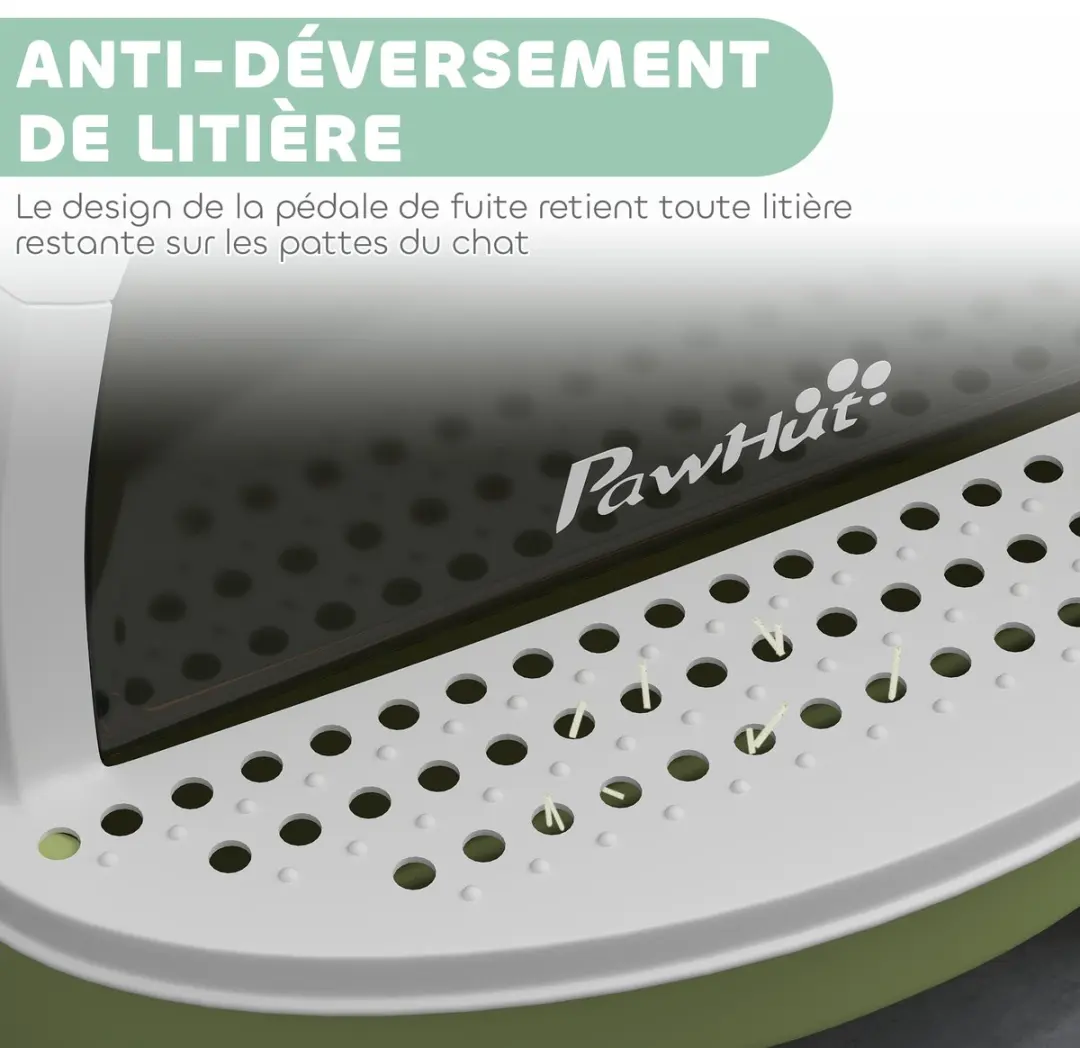 Pawhut Kattenbak PP 40,5x52x39cm - Groen